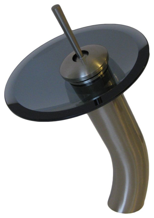 Novatto GF-001BN-S Vessel Faucet With Smoke Colored Glass, Brushed Nickel