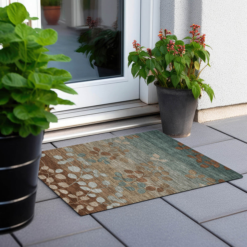 Machine Washable Indoor/Outdoor Chantille ACN1900 Mocha 1'8" x 2'6" Rug