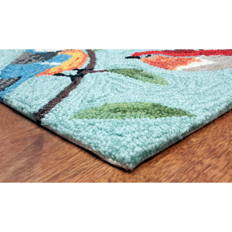 Ravella Birds On Branches Indoor/Outdoor Rug, Aqua, 2'x8' Runner