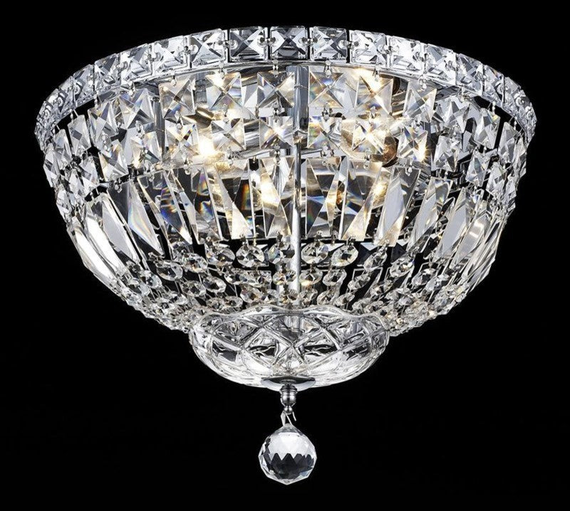 Elegant Tranquil Flush Mount, Chrome Finish With Royal Cut Crystal