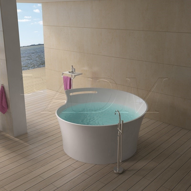 ADM Circular Freestanding Bathtub, Glossy White, 67.3"