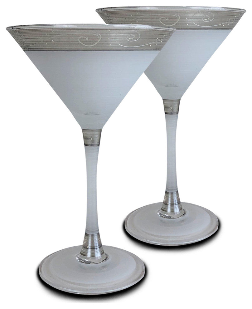 Heirloom Pewter Swirl Martini Glasses, Set of 2