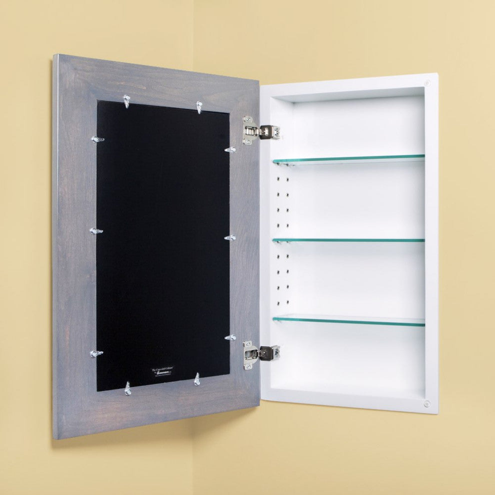 Concealed Picture Frame Medicine Cabinet, Gray, 14"x24"