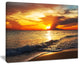 "Colorful Dramatic Sunset Over Waves" Modern Beach Canvas Art Print, 20"x12"