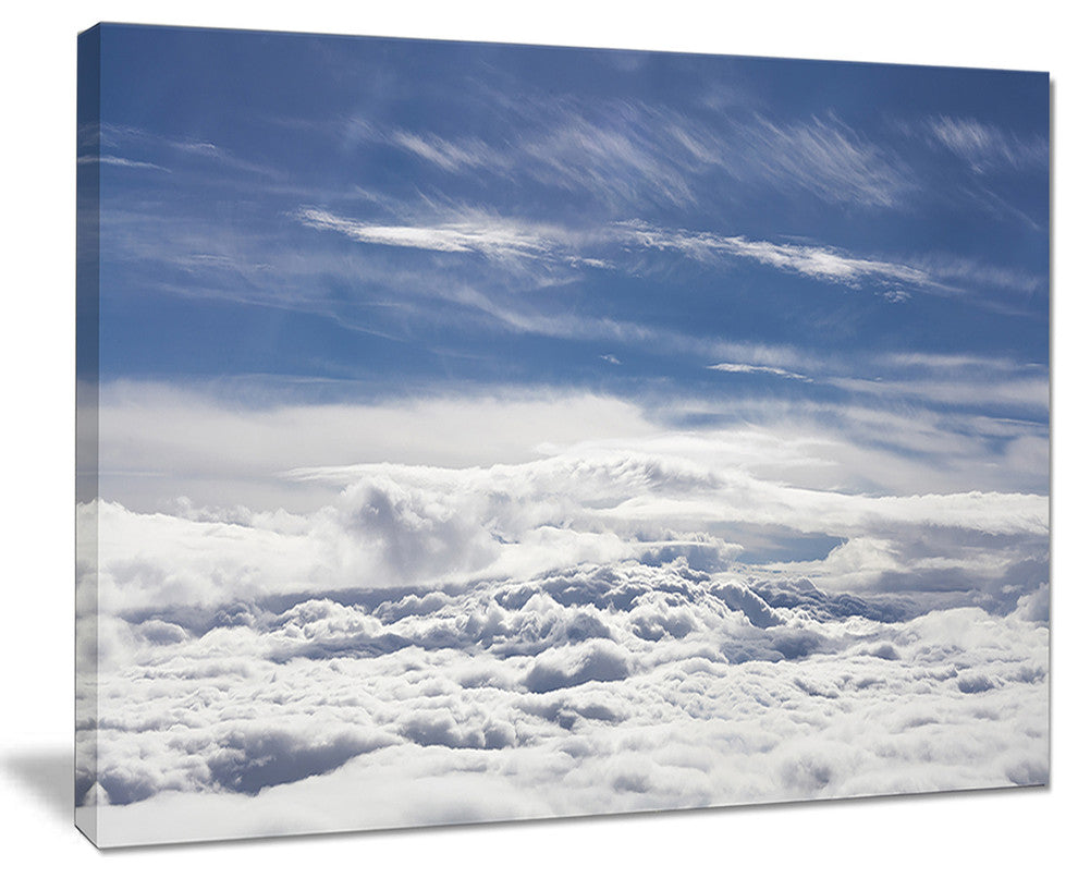 "Flight Over Bright Clouds" Contemporary Landscape Canvas Art, 20"x12"