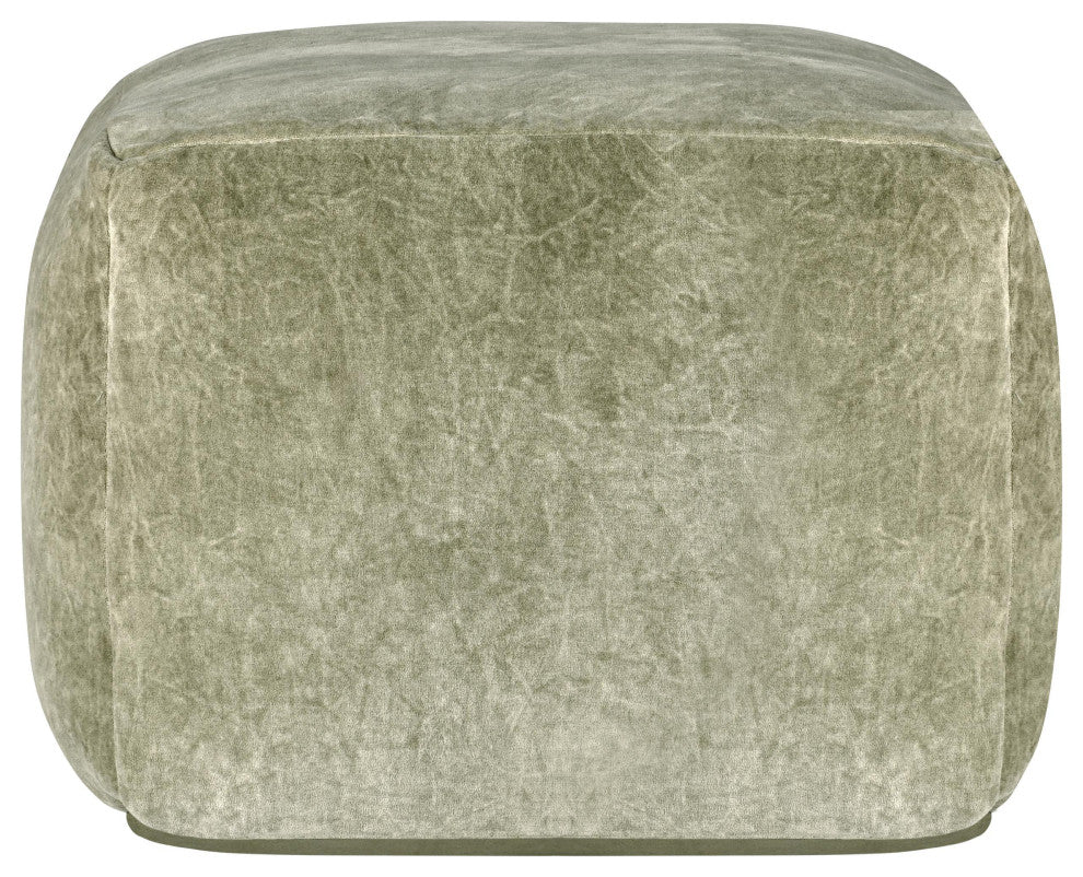 Heirloom 18" Velvet Fabric Floor Cushion Pouf, Sage Green