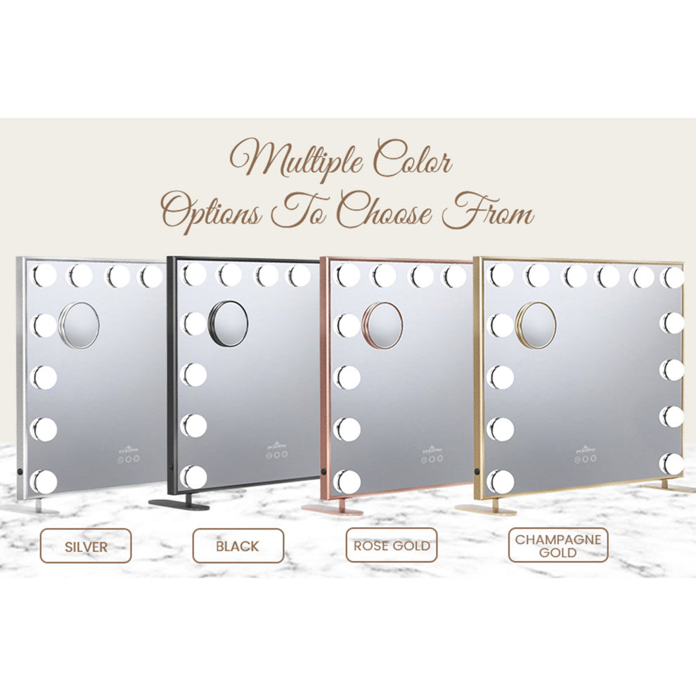 Hollywood Tri Tone Plus Makeup Mirror, Champagne Gold