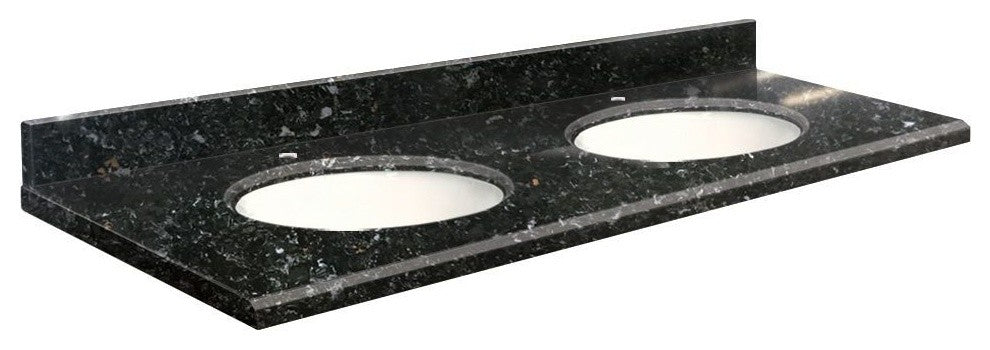 Quartz 61"x22" Double Sink Vanity Top, Single Faucet Hole, Interlude, White Bowl