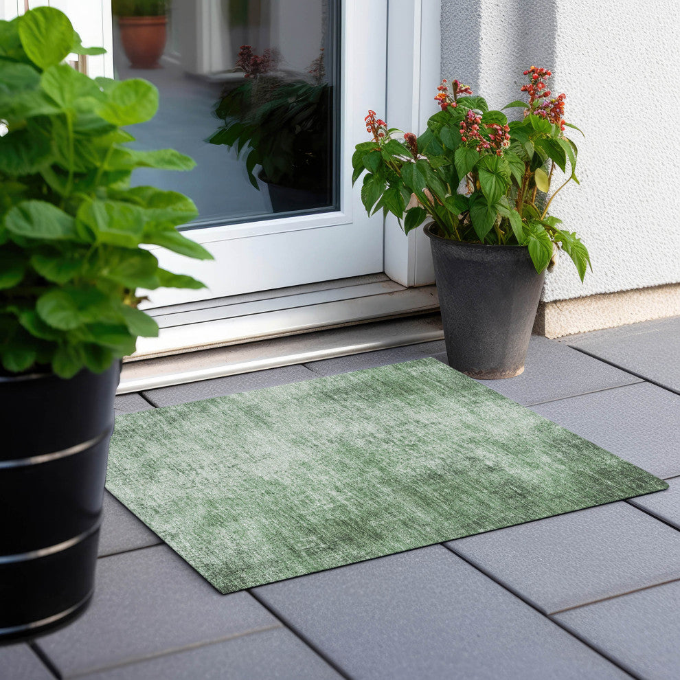 Machine Washable Indoor/Outdoor Chantille ACN1903 Green 1'8" x 2'6" Rug