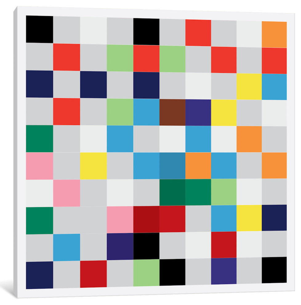 "Pixilated Tile Art Colorful Square Pattern" by 5by5collective, 18x18x1.5"