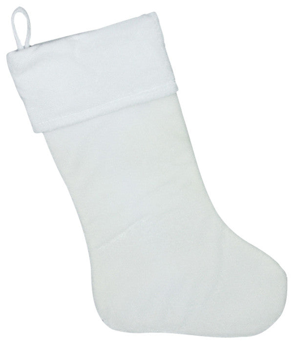 18" Traditional Solid Velvety Christmas Stocking, White