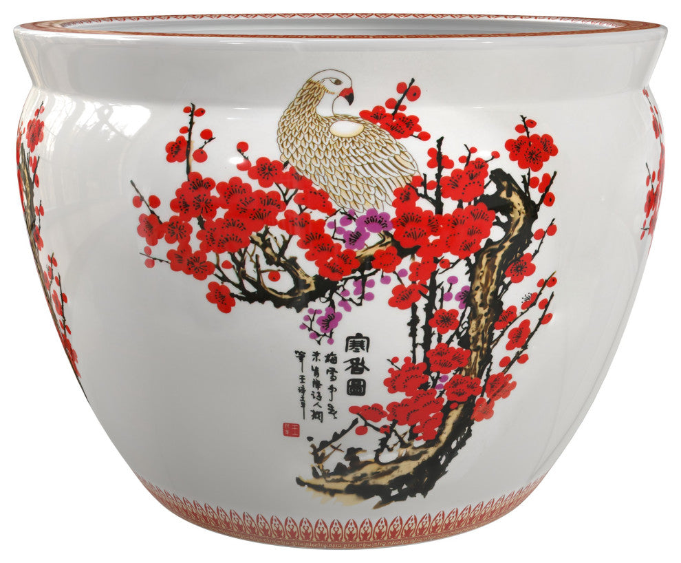 16" Cherry Blossom Porcelain Fishbowl