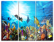 "Colorful Coral Reef With Fishes" Photo Metal Wall Art, 3 Panels, 36"x28"