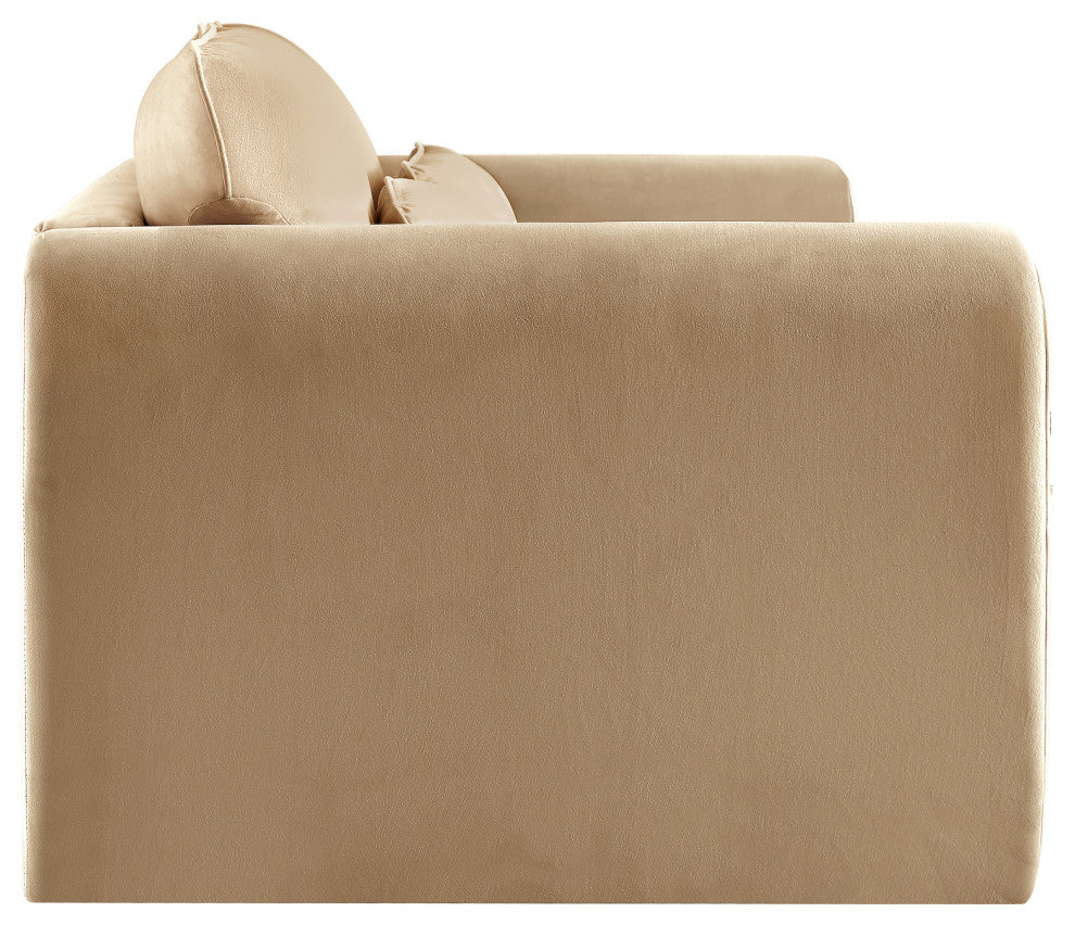 Sloan Camel Velvet Fabric Loveseat