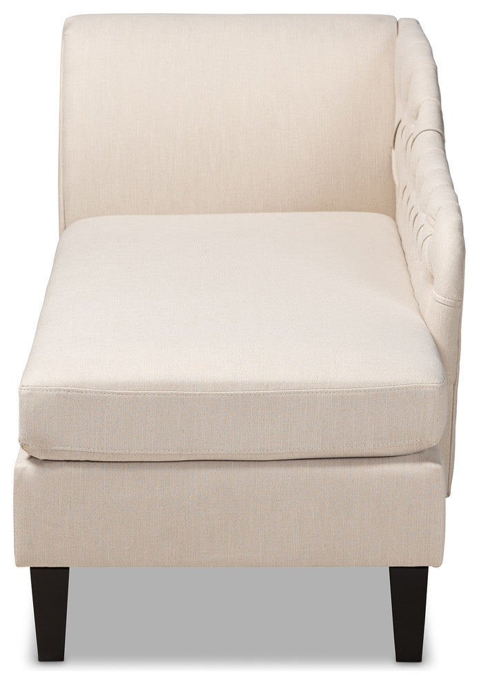 Terra Modern and Contemporary Beige Fabric Upholstered Black Chaise Lounge