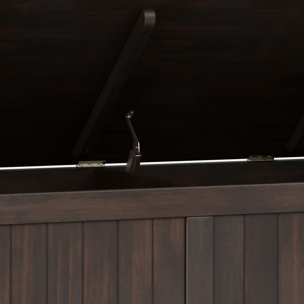 Acadian Solid Wood Small Entryway Storage Bench, Brunette Brown