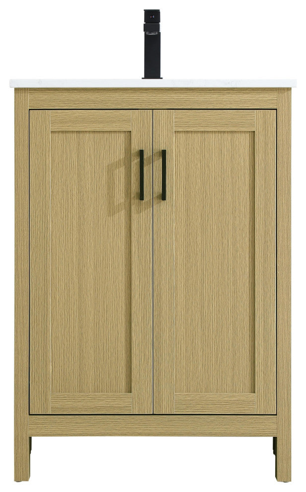Home Living 24" Single Bathroom Vanity, Honey Brown