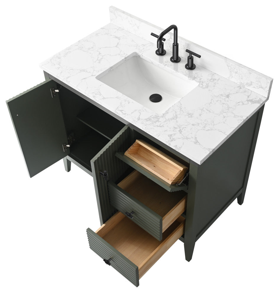 Vanity Art Freestanding Vanity, Vintage Green, 42", Single Sink, Matte Black