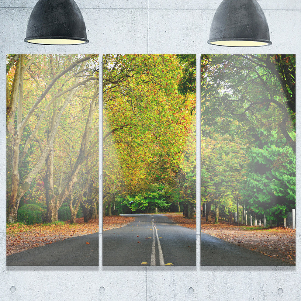 "Road Through Stunning Greenery" Metal Wall Art, 3 Panels, 36"x28"