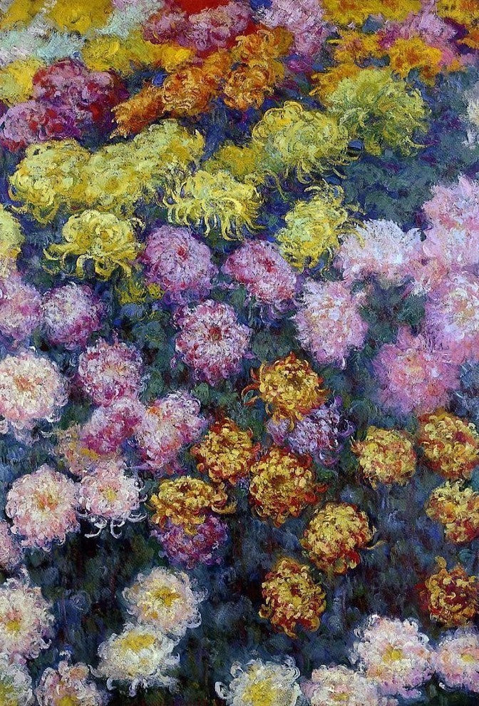 Claude Oscar Monet Bed of Chrysanthemums Premium Canvas Print