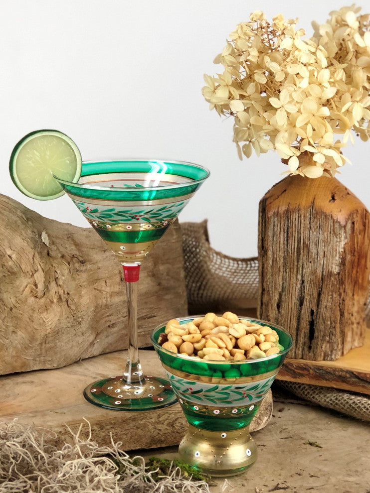 Christmas Garland Martini Glasses, Set of 2