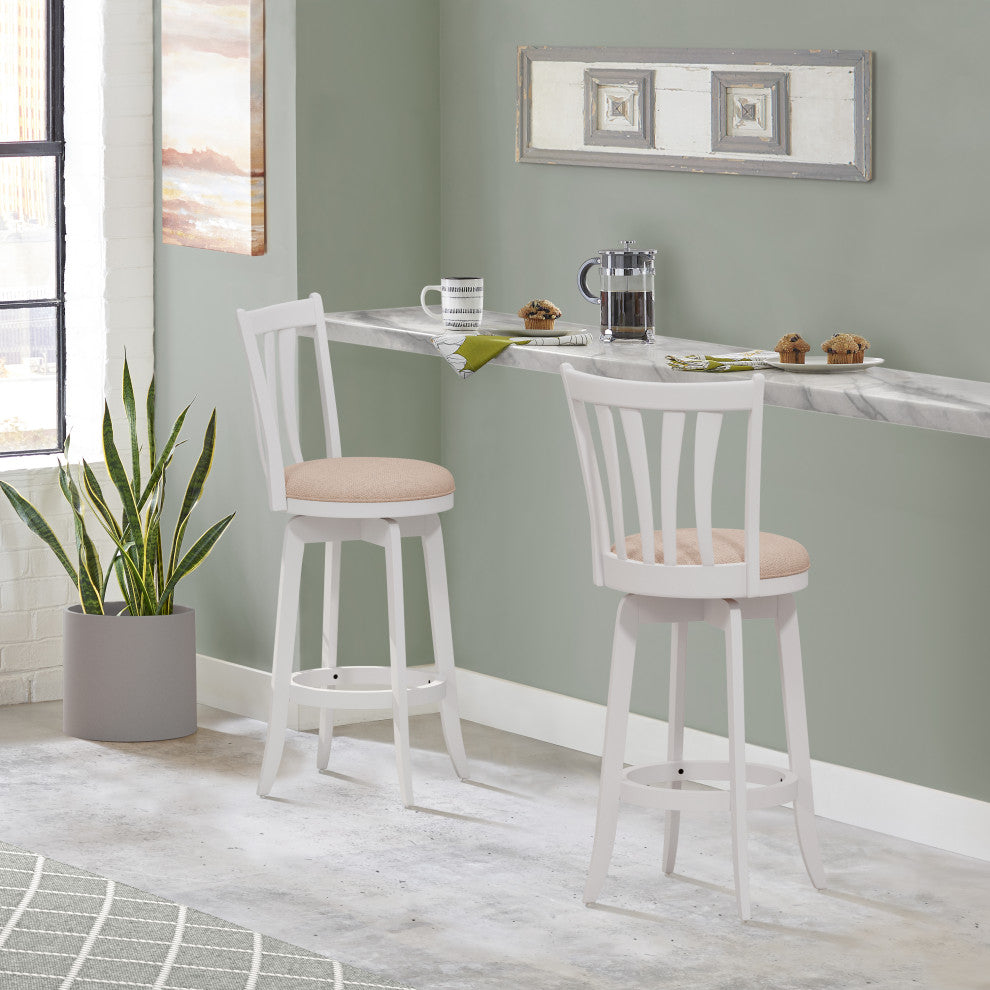 Hillsdale Savana Flared Slat Back Wood Bar Height Swivel Stool