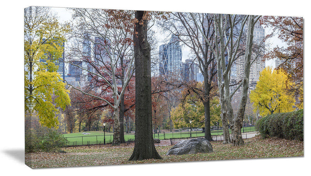 "Central Park New York City in Autumn" Landscape Wall Art Canvas Print, 32"x16"