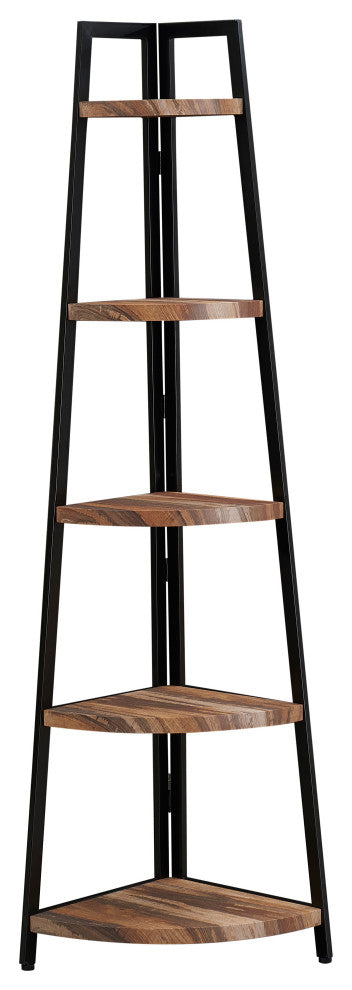 Danya B. Free-Standing 5-Tier Pyramid Corner Shelf, Brown
