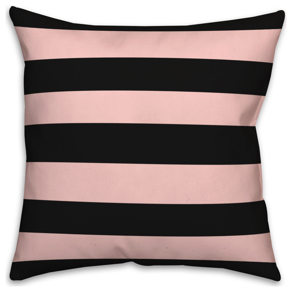 Blush And  Black Stripes 16x16 Throw Pillow