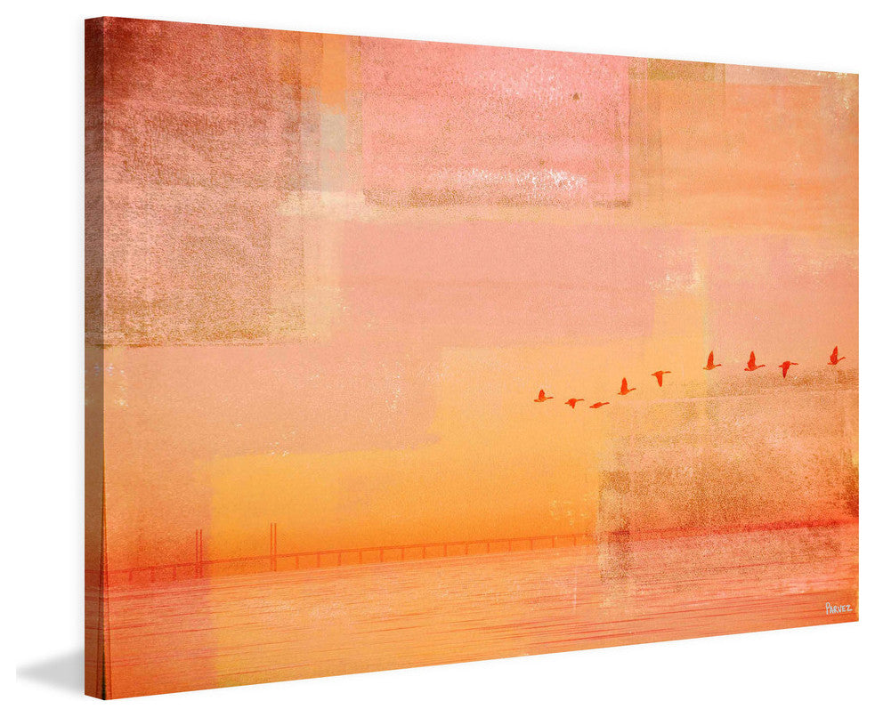 "Traveling Birds" Painting Print on Wrapped Canvas, 18"x12"