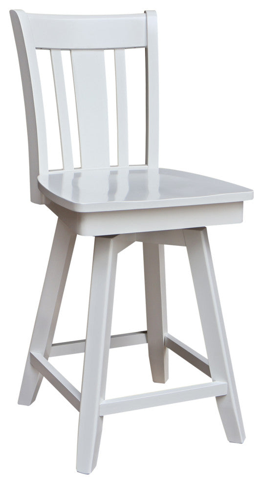 San Remo Counter Height Stool with 24 in. H Swivel Seat in White