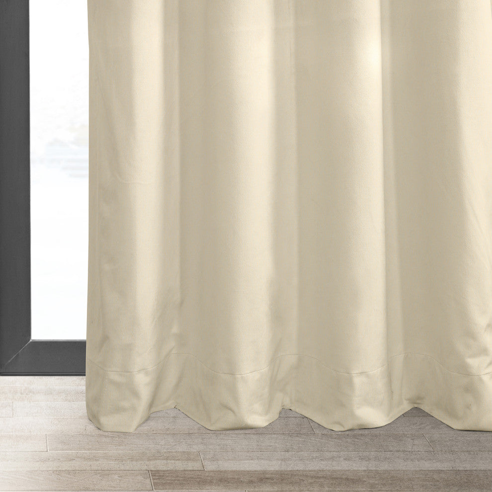 Signature Ecru Grommet Blackout Velvet Curtain Single Panel, 50"x108"