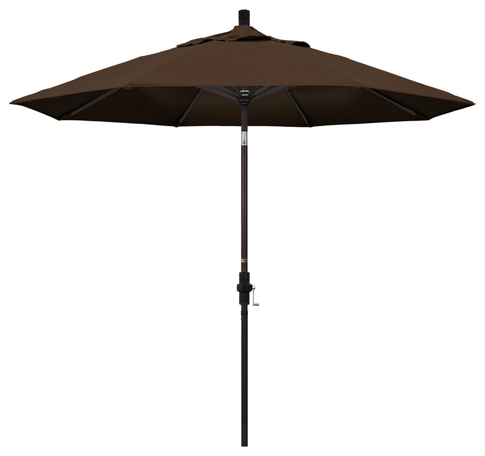 9' Bronze Collar Tilt Crank Aluminum Umbrella, Mocha Pacifica