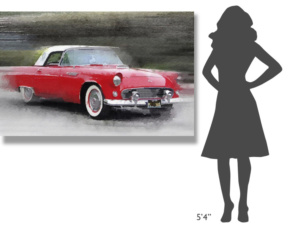 "1955 Ford Thunderbird Watercolor" Fine Art Print