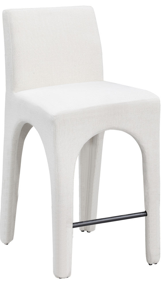 Gramercy Linen Textured Fabric Stool, Cream
