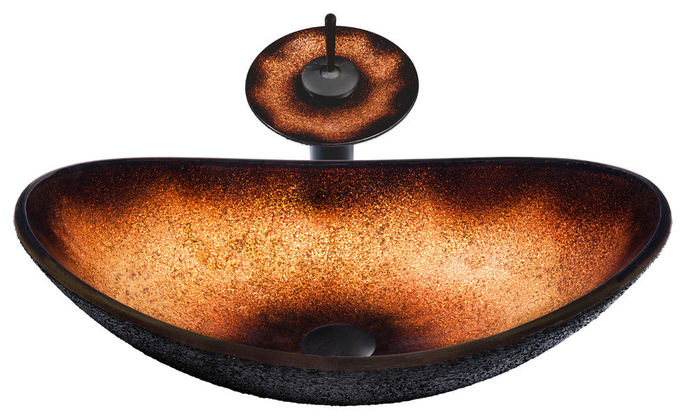 Rena Glass Vessel Sink Set, Oil Rubbed Bronze