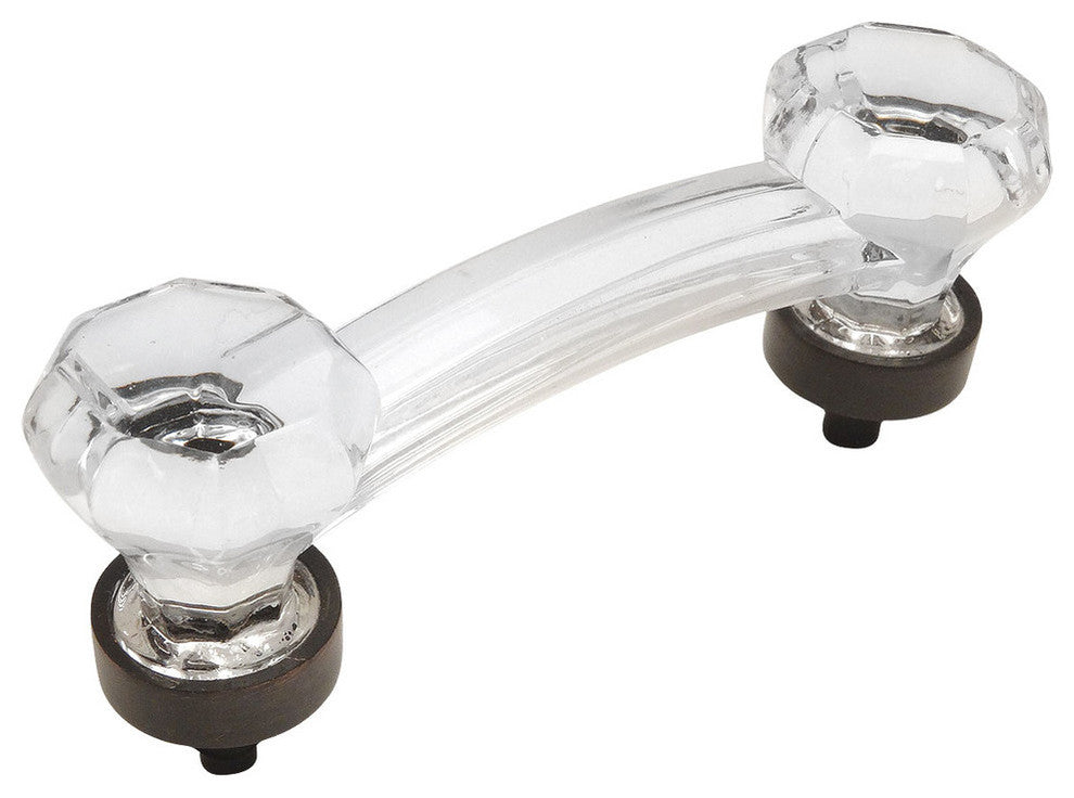 Cosmas 6397ORB-C Oil Rubbed Bronze With Clear Glass Cabinet Cup Pull, Set of 5