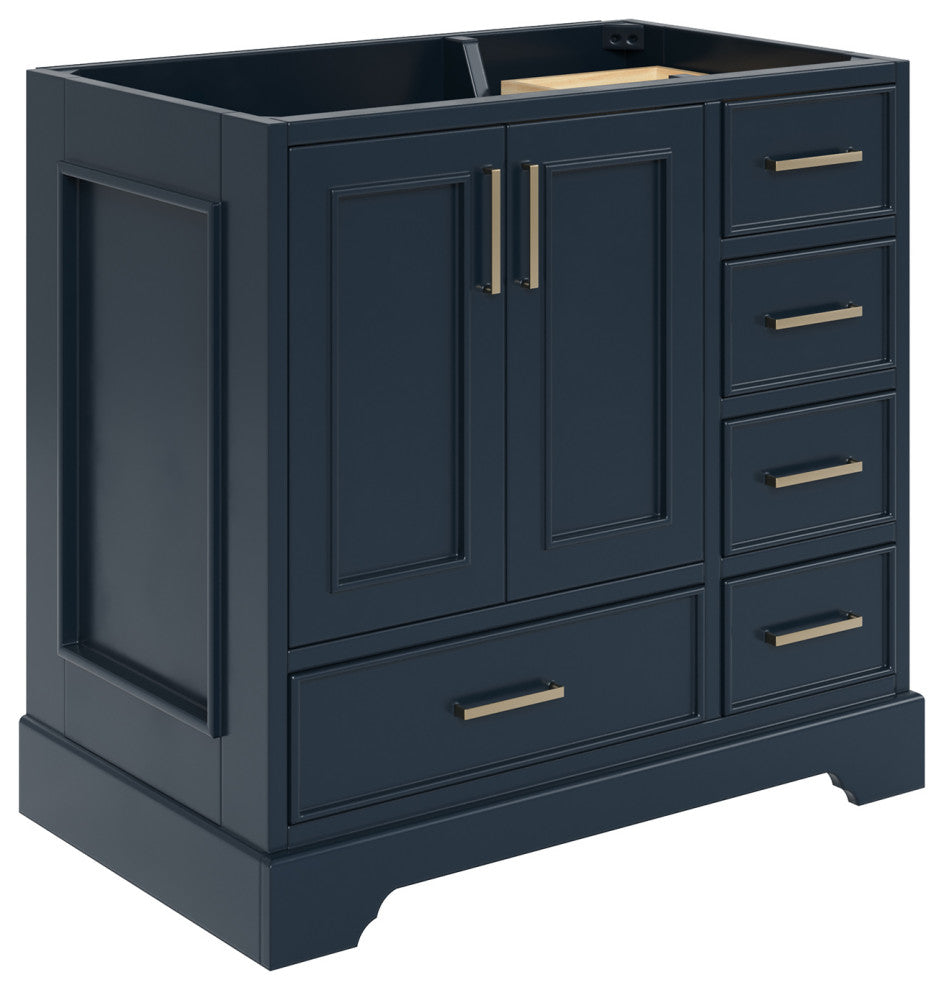 Ariel Stafford 36" Single Left Offset Sink Bathroom Vanity Base, Midnight Blue