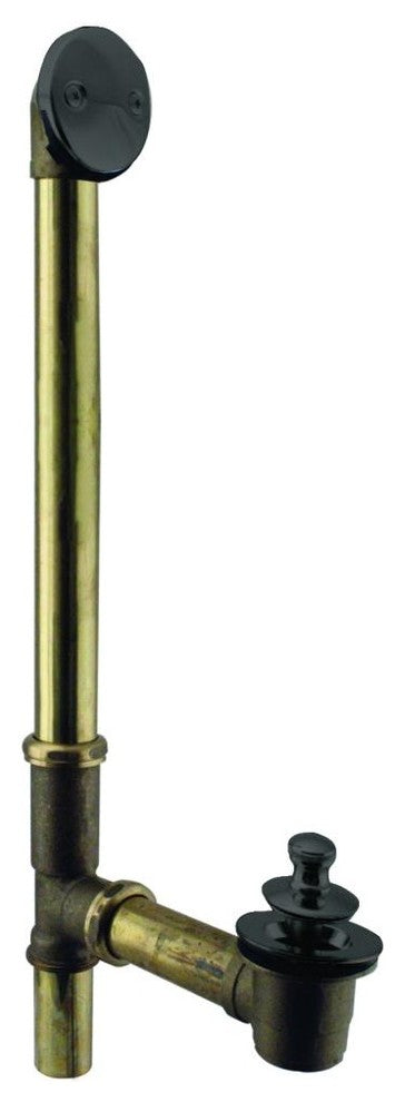 Pull & Drain Bath Waste - 22" Make-Up, 20 Ga. Tubing In Powder Coated Flat Black