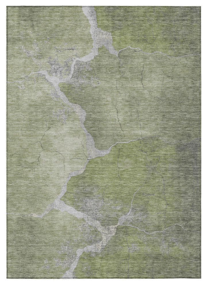 Machine Washable Indoor/Outdoor Chantille ACN1889 Green 3' x 5' Rug