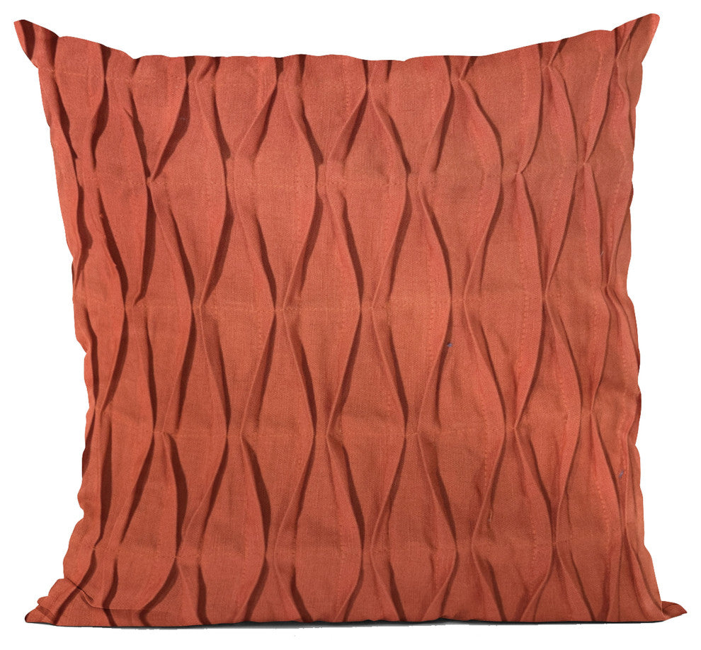 Plutus Red Tucked Solid Color Luxury Throw Pillow, 26"x26"