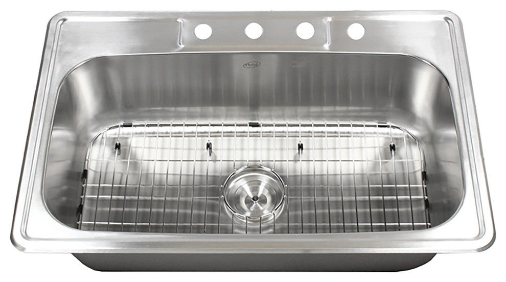 33"x22"x9" Topmount Drop-In Stainless Steel Single Bowl Kitchen Sink Combo