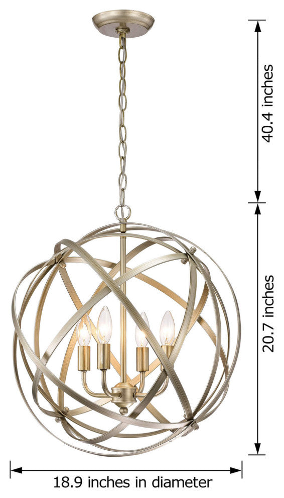 Iris Light Gold With Bronze Tone Large Orb 4-light Chandelier