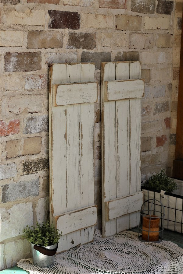 Farmhouse Decorative Shutters, Set of 2, White