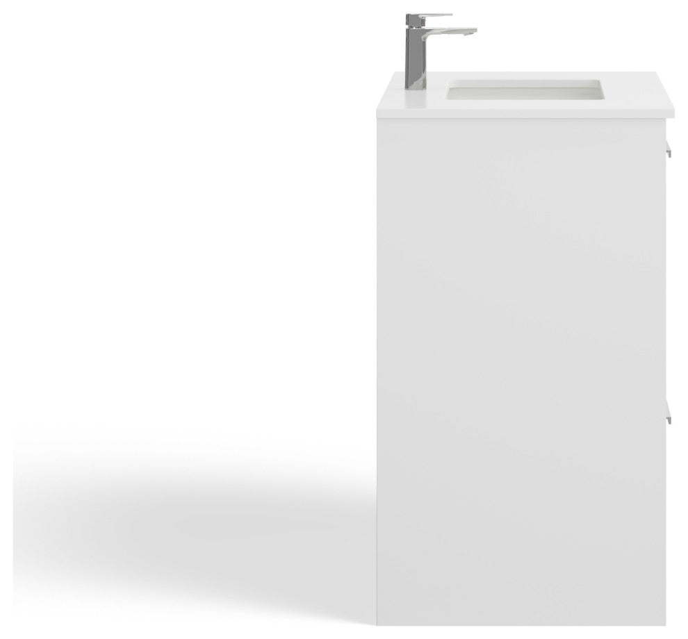 Esconde Bath Vanity, High Gloss White, 30", Single Sink, Freestanding