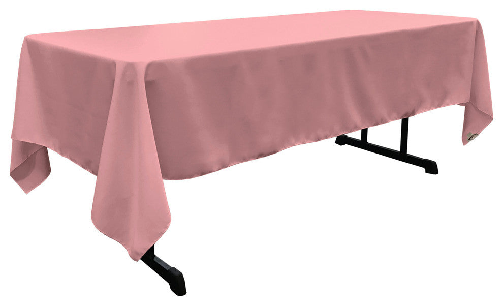 LA Linen Rectangular  Polyester Poplin Tablecloth, Dusty Rose, 60"x126"