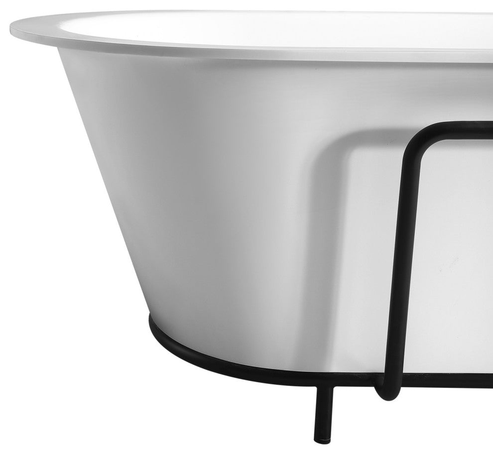 71 in. W Solid Surface Clawfoot Soaking Bathtub with Center Drain