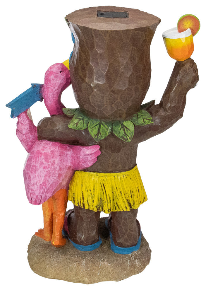 16" Solar Lighted Polynesian Outdoor Garden Tropical Tiki Bar Statue