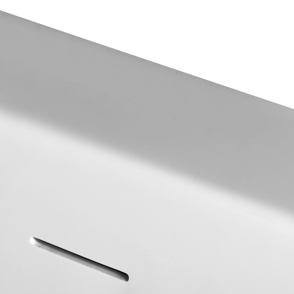 71 in. W Solid Surface Clawfoot Soaking Bathtub with Center Drain