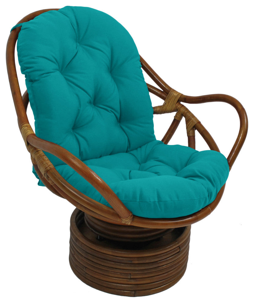 48"X24" Solid Outdoor Spun Polyester Swivel Rocker Cushion, Aqua Blue